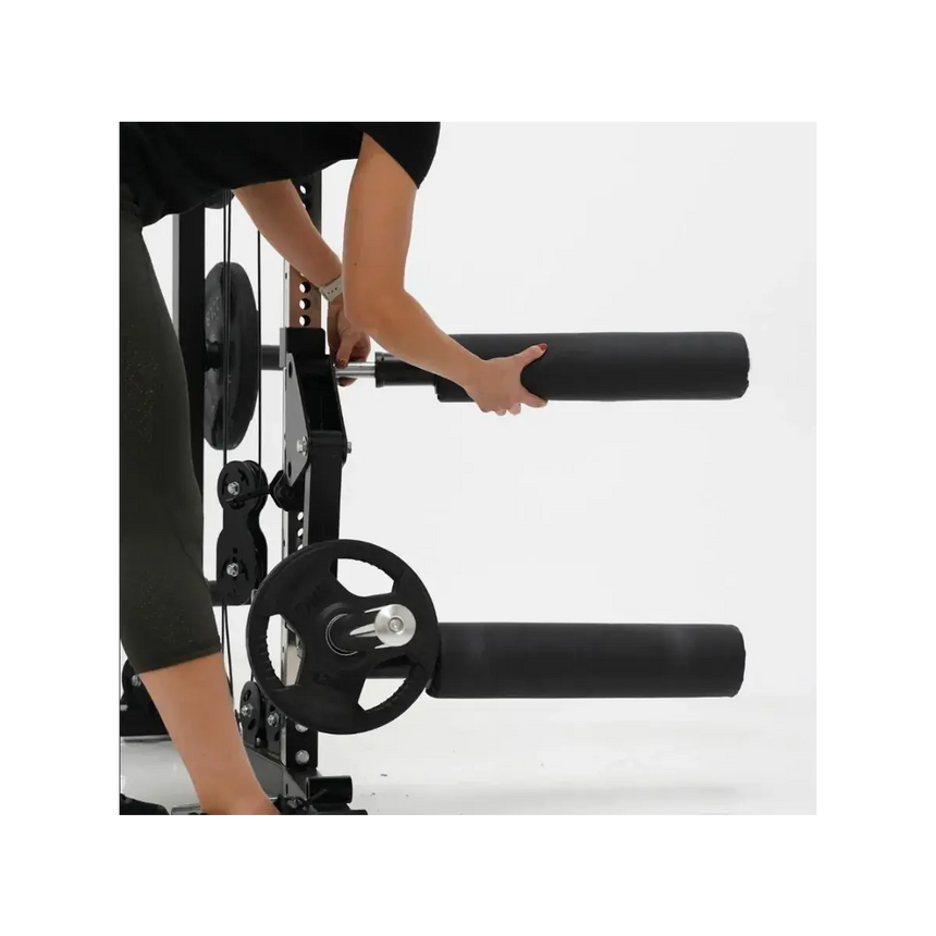 Force USA G-Series Leg Extension and Curl Attachment connected to the G-Series All-In-One Trainer.