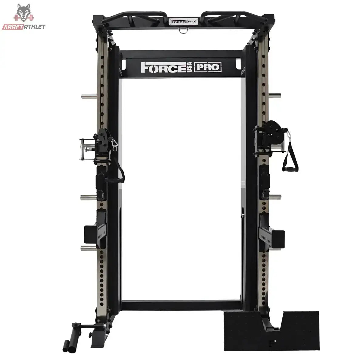 Force USA X15 Pro Multi Trainer in Schwarz, Frontansicht mit Kabelzügen