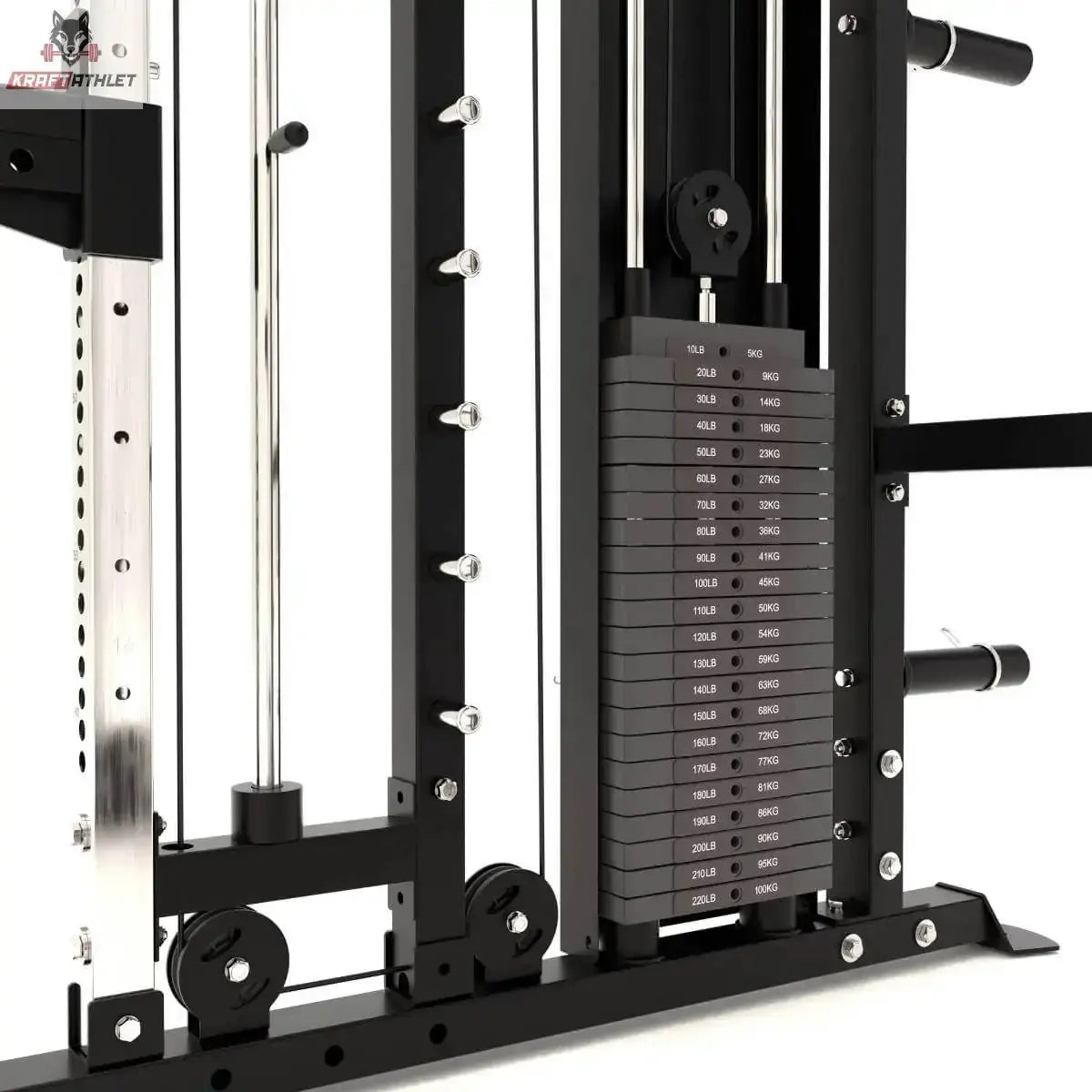 Force USA Zusatzgewichte G4, C20 & FTR Detail des Gewichtsblocks mit Zusatzgewichten am Kabelzug