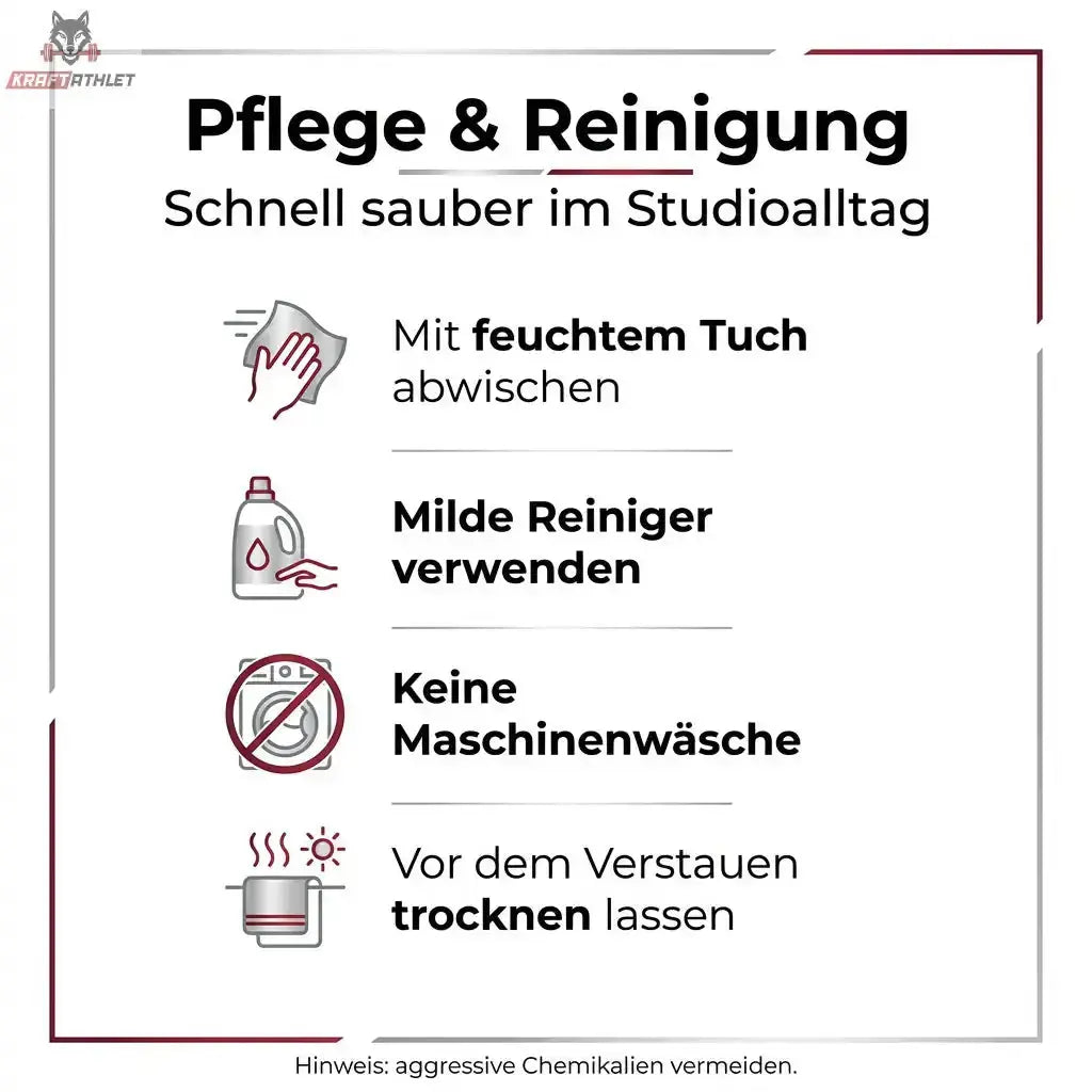 Hegren Double Loop Straps, Infografik zu Pflege und Reinigung