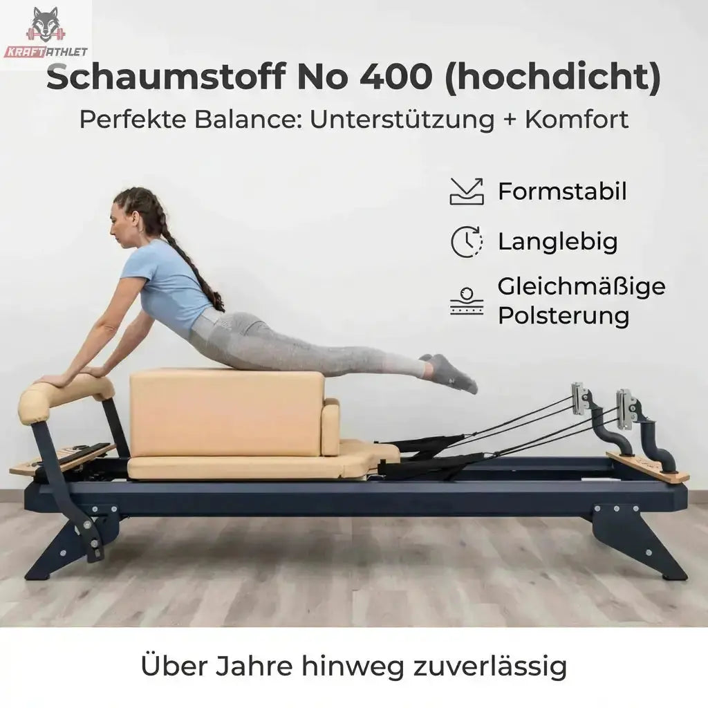 Hegren Pilates Box Modern mit Schaumstoff No 400, Frau trainiert in Bauchlage