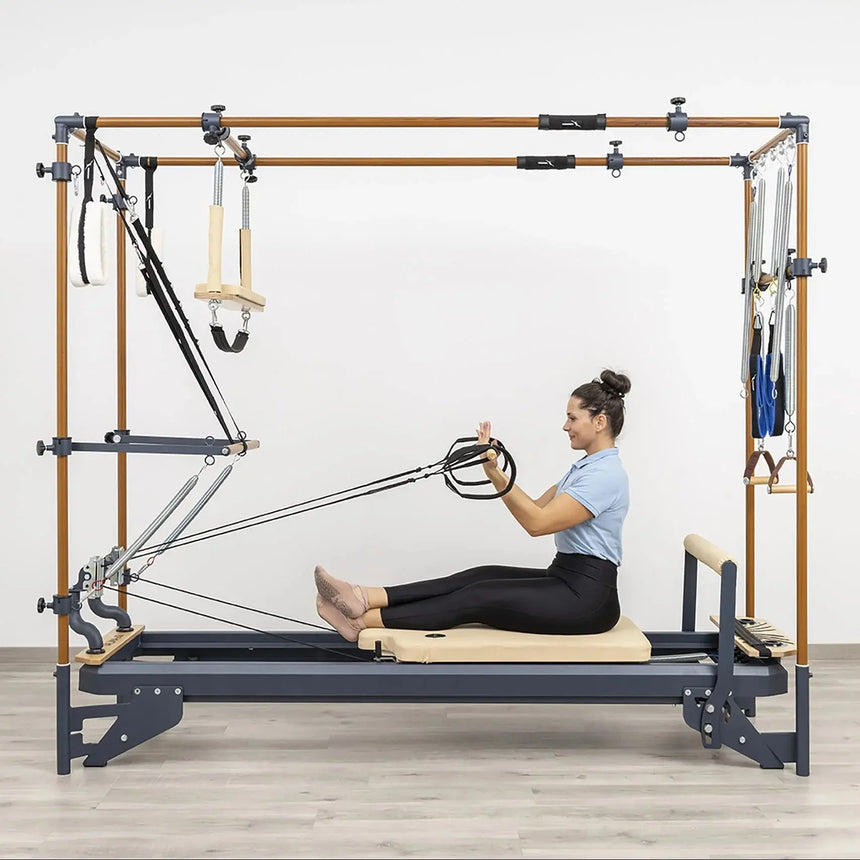 HEGREN Pilates Wooden Stick (1.10m) designed to enhance balance and flexibility during Reformer exercises