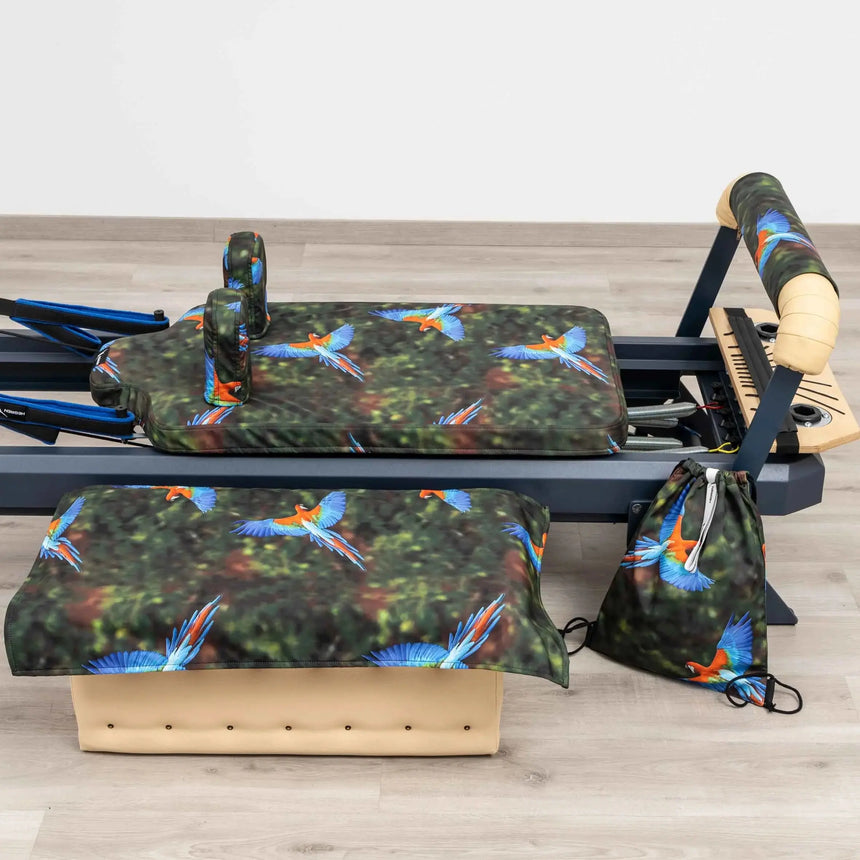 Set of six custom-fitted, non-slip, and washable covers for the Pilates Reformer TALMA 62, displayed in various colors.