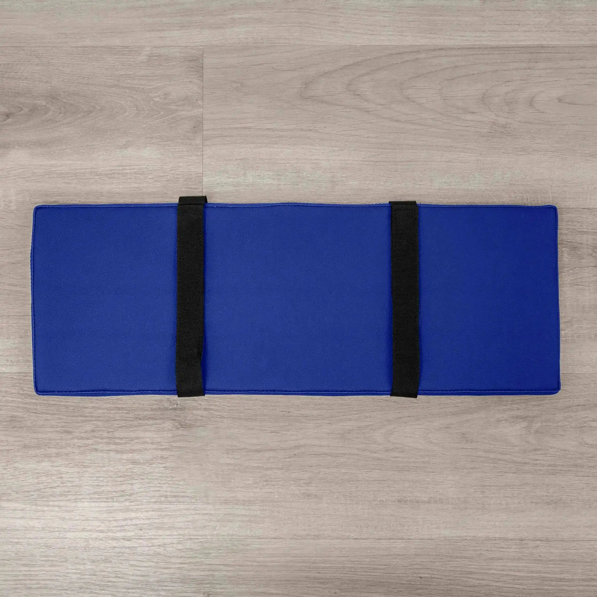 Hegren Platform Pad LEGATO Reformer-Auflage in Blau M27 mit schwarzen Gurten, Draufsicht