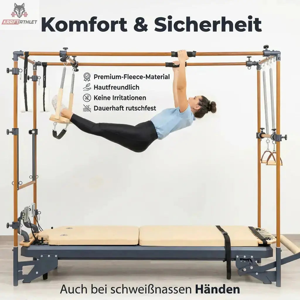Hegren Slip Resistant Grip Handles Griffüberzüge, Übung am Cadillac mit Grafik zu Komfort und Halt