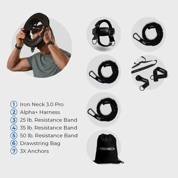 Iron Neck Strength Bundle 4-in-1 Neck Training System with Pro 3.0 and Accessories Iron Neck