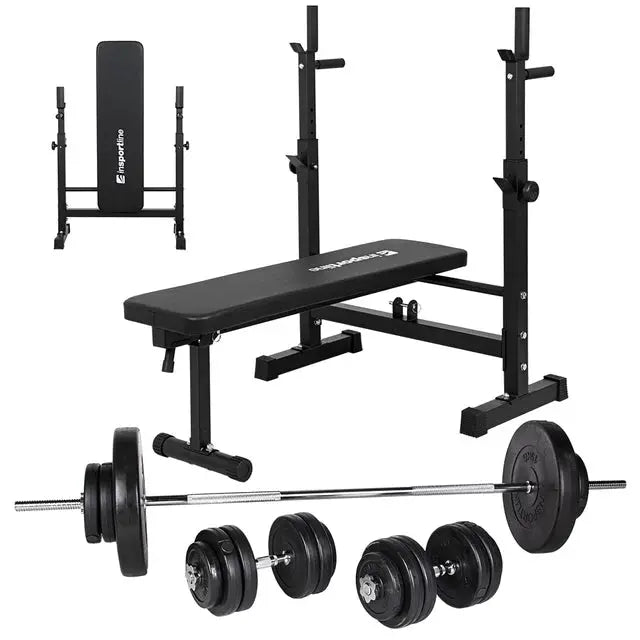 Plate-Loaded Dumbbell Set with Bench inSPORTline CEM 180 + 40 cm/30 mm 75 kg Kraftathlet