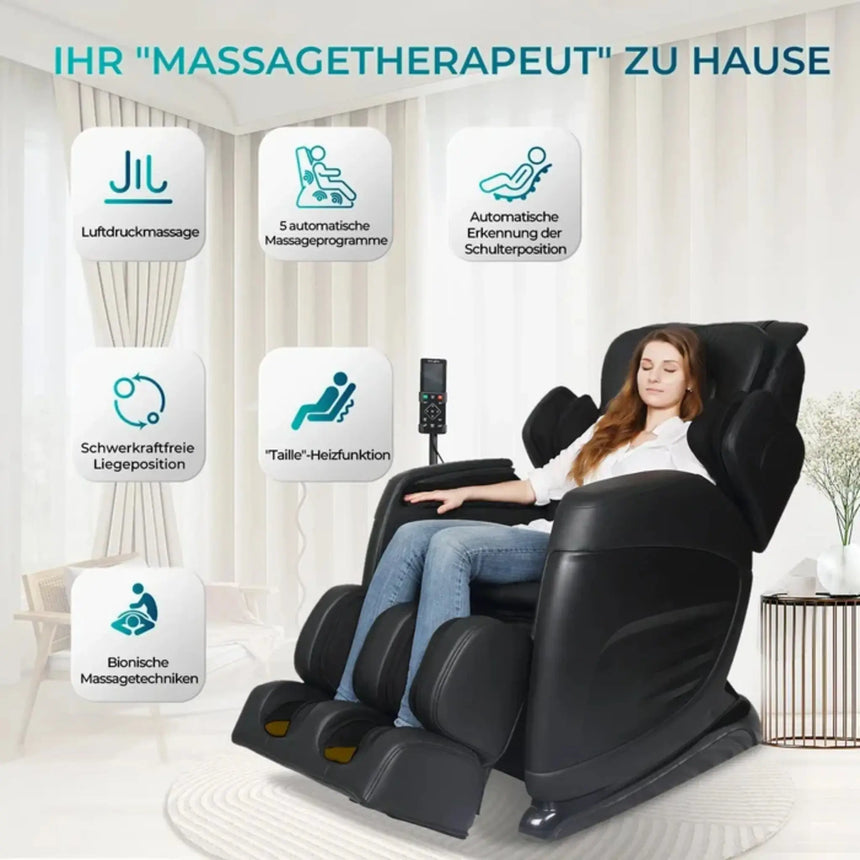 Aspria by NAIPO massage chair with reclining function – Classic Comfort Black Naipo