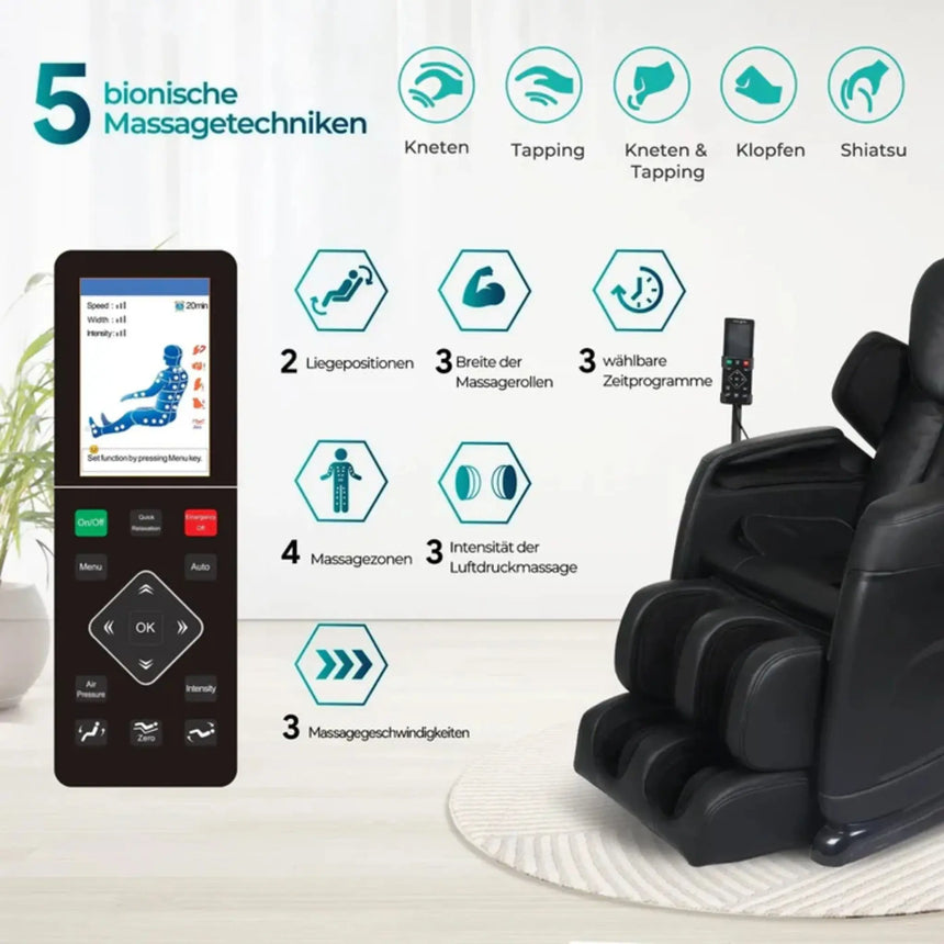 Aspria by NAIPO massage chair with reclining function – Classic Comfort Black Naipo