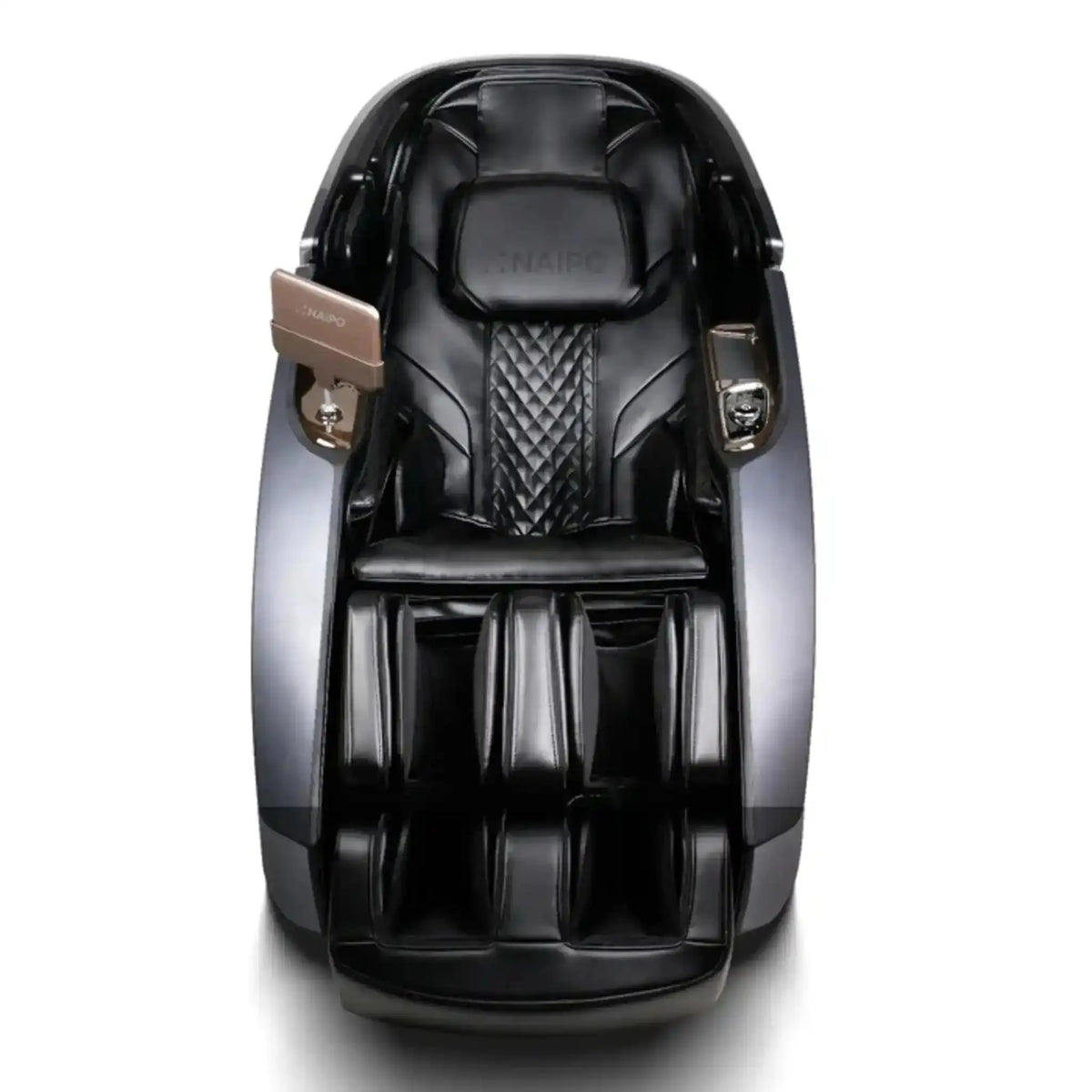 NAIPO Model L Space Capsule Massagesessel, Frontansicht in Schwarz