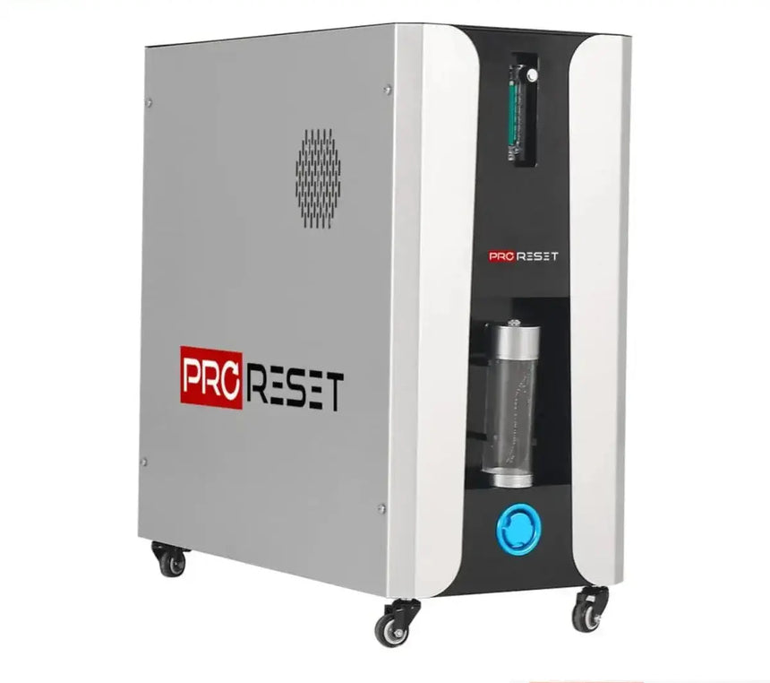 "ProReset Vista portable hyperbaric chamber with reclining lounge chair and four viewing windows."