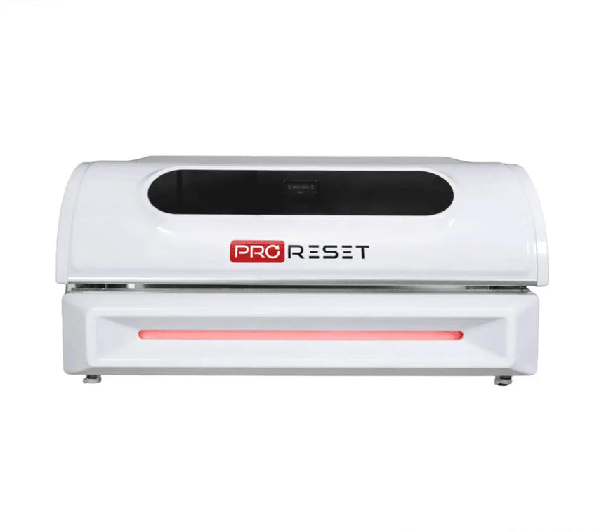 "ProReset NovaLight full body red light therapy bed with LCD touch controls and high-performance LEDs."