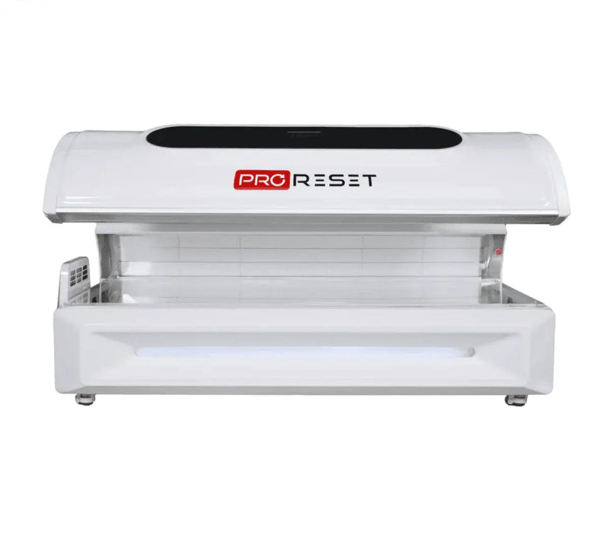 "ProReset NovaLight full body red light therapy bed with LCD touch controls and high-performance LEDs."
