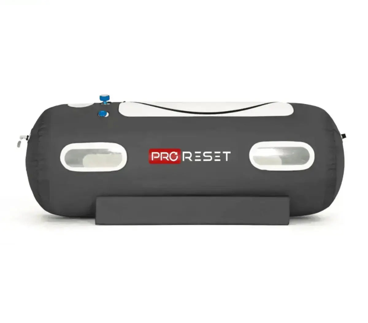 ProReset Flow 90 Softshell-Hyperbarkammer, Seitenansicht mit zwei Fenstern auf dem Sockel
