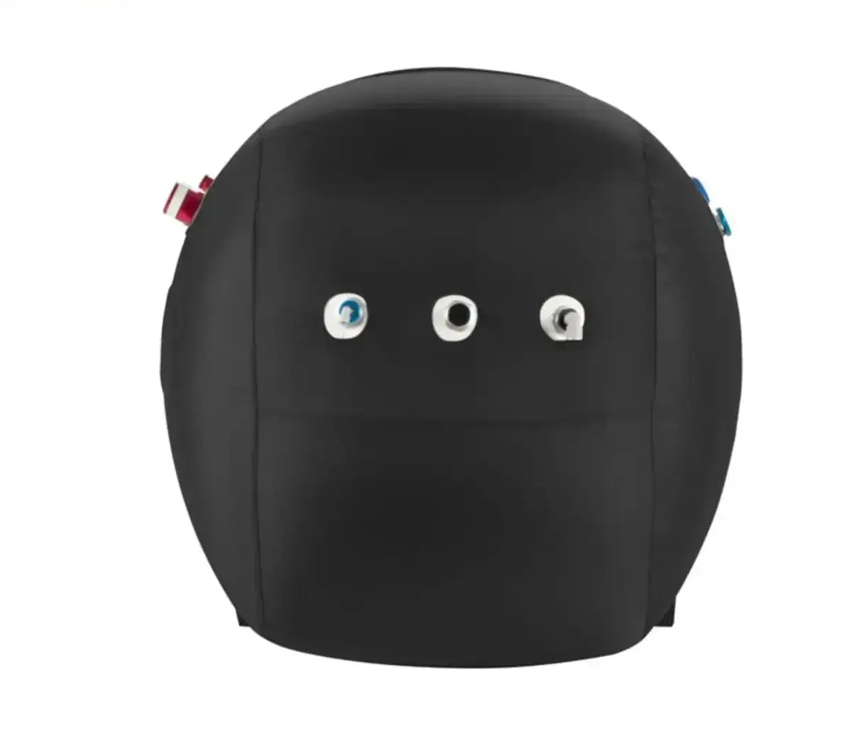 ProReset Oasis Softshell-Hyperbarkammer, Stirnseite mit drei Anschlüssen und Ventilen