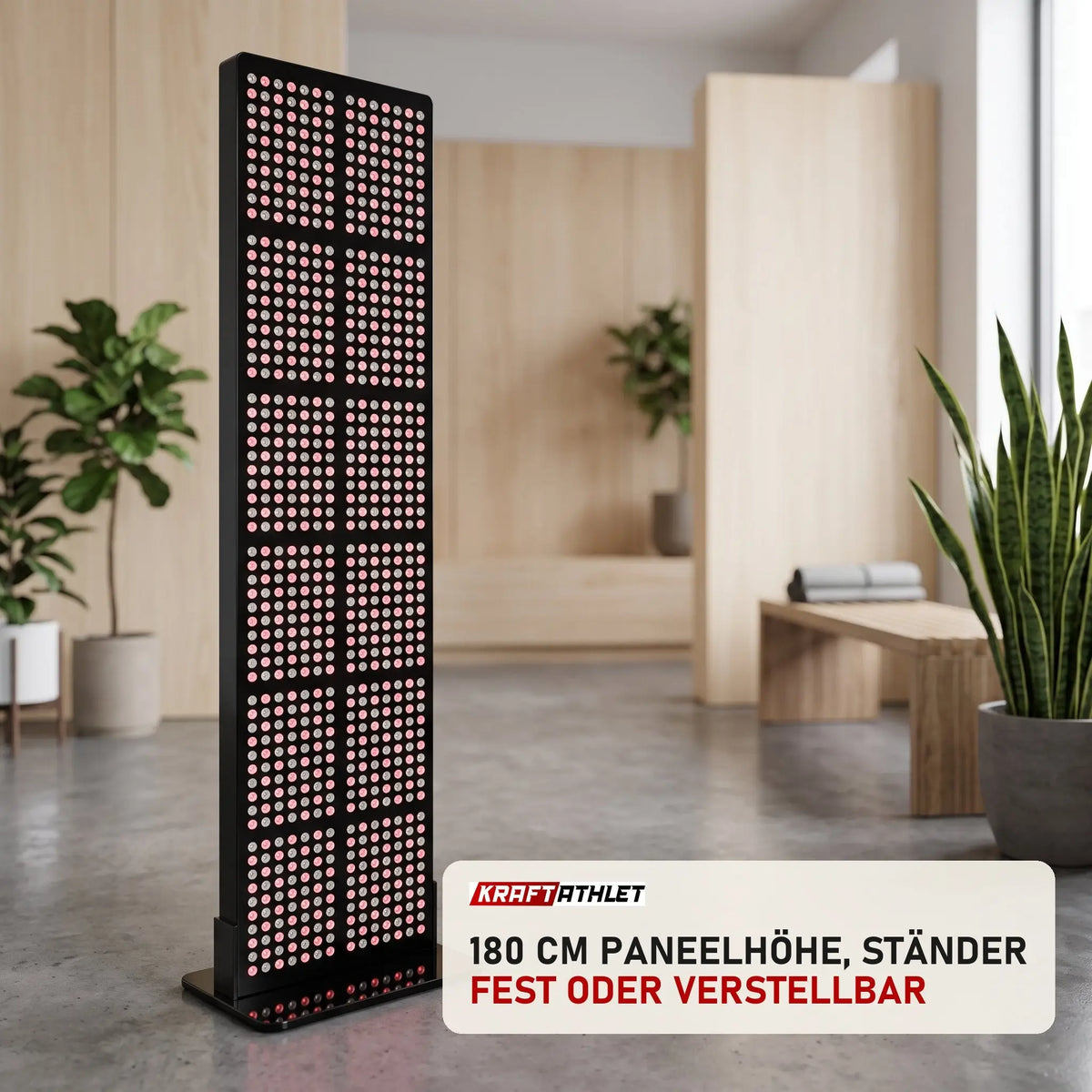 ProReset ProRed Max Rotlicht-Infrarotpaneel in einer hellen Recovery-Lounge