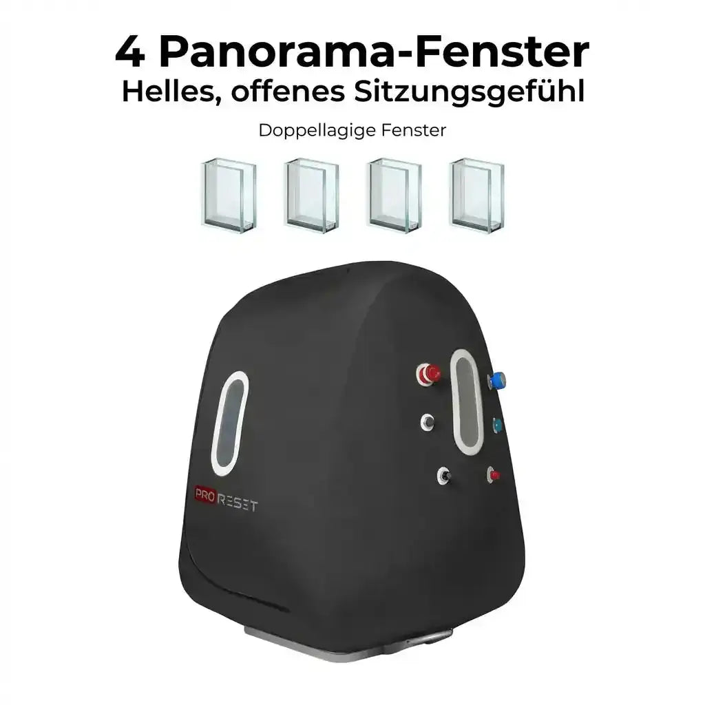 ProReset Space Softshell-Hyperbarkammer, Grafik zu den vier Panorama-Fenstern