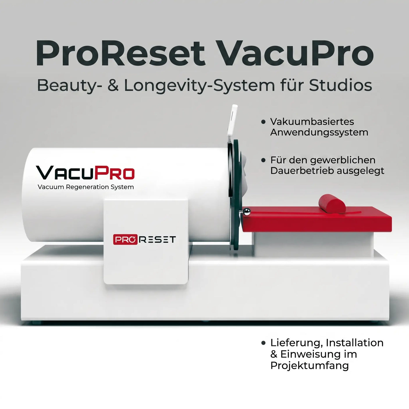 ProReset VacuPro Beauty- und Longevity-System für Studios – vakuumbasiert