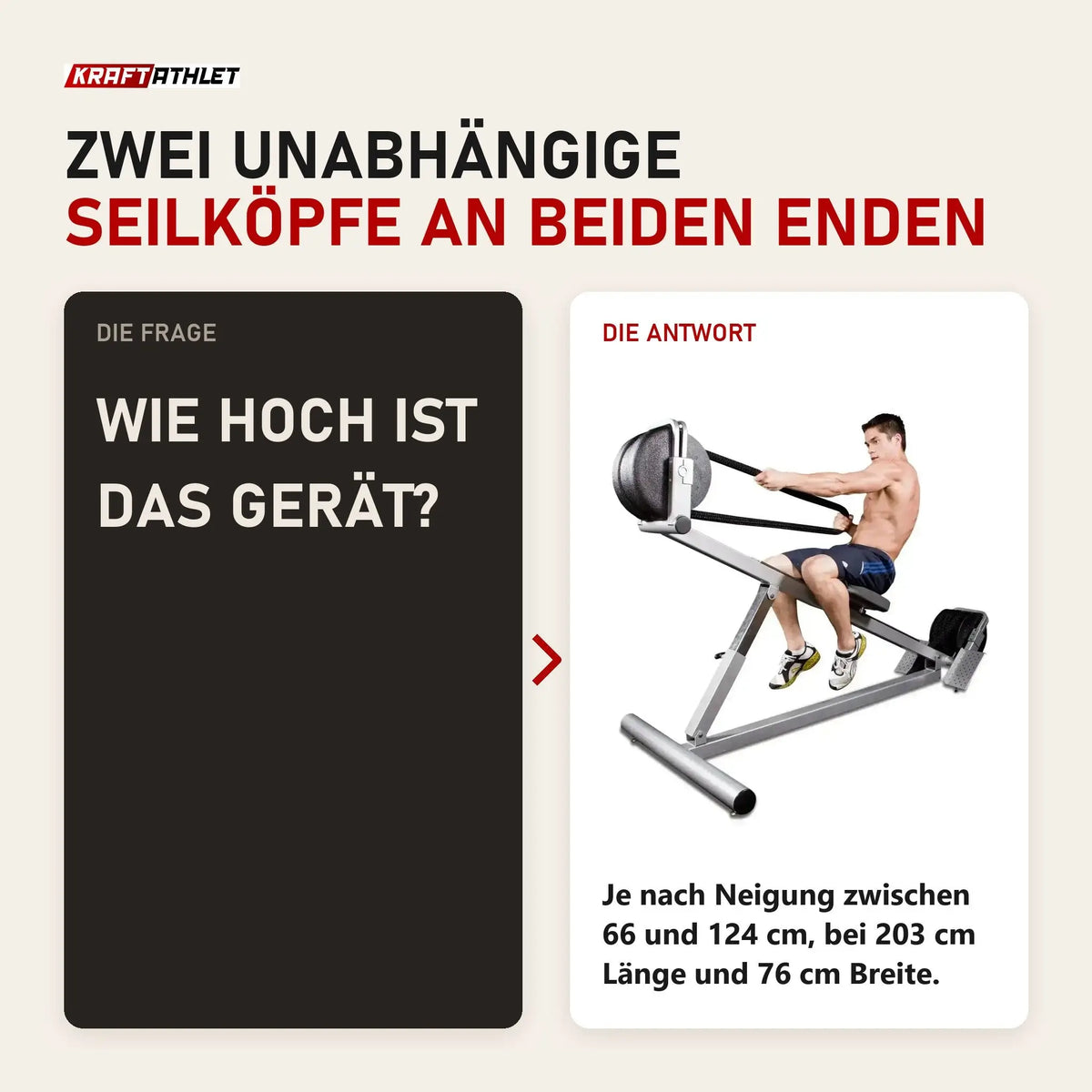 Frage und Antwort zu Ropeflex RX3300 Neigungs-Seiltrainer: Wie hoch ist das Gerät?
