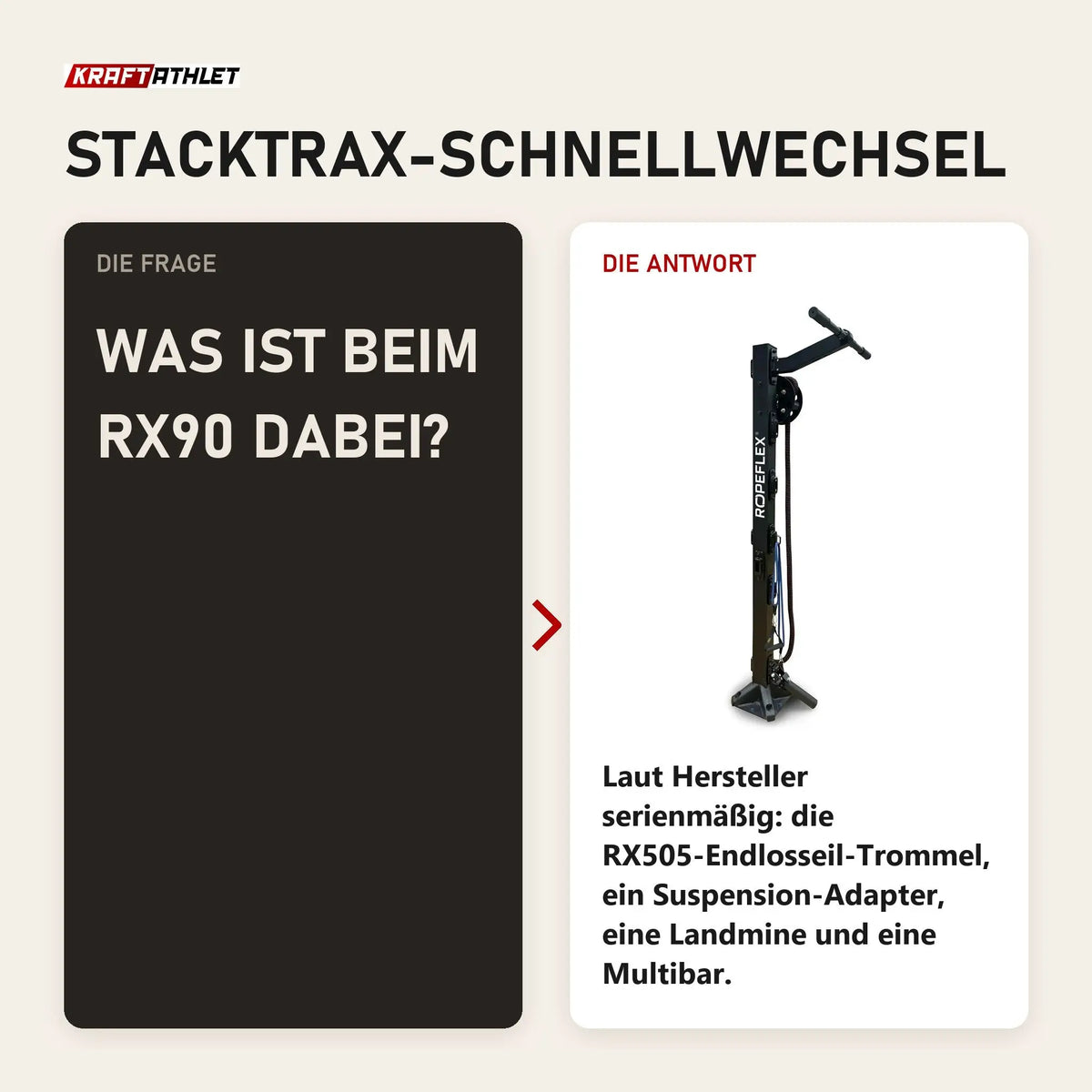 Frage und Antwort zu Ropeflex RX90 Trainingsturm: Was ist beim RX90 dabei?