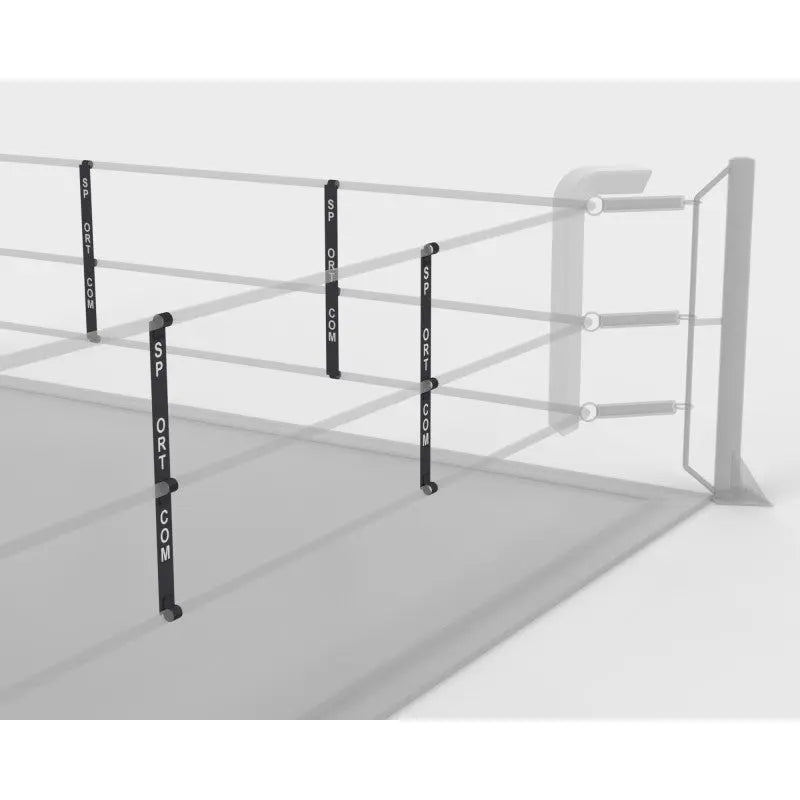 SportCom Boxring-Seiltrenner 8er-Set an drei Seilen, Grafik eines Rings mit senkrechten Trennern