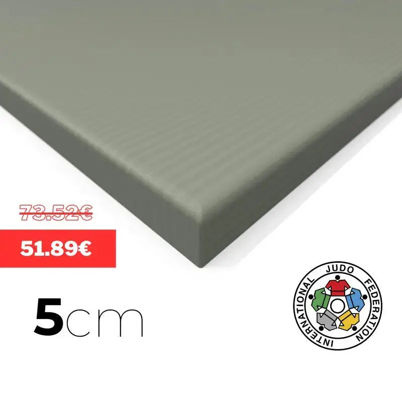 SportCom Judo-Tatami Reisstroh 2 × 1 m, 5 cm, glatte Unterseite, Kantendetail in Grau, Variante 1 × 1 m
