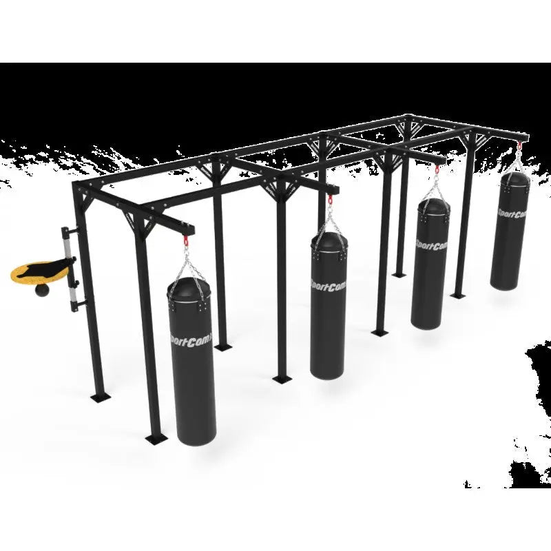SportCom Proboxe Wandstation für Sandsäcke, Render der langen Station mit Speedball, hell