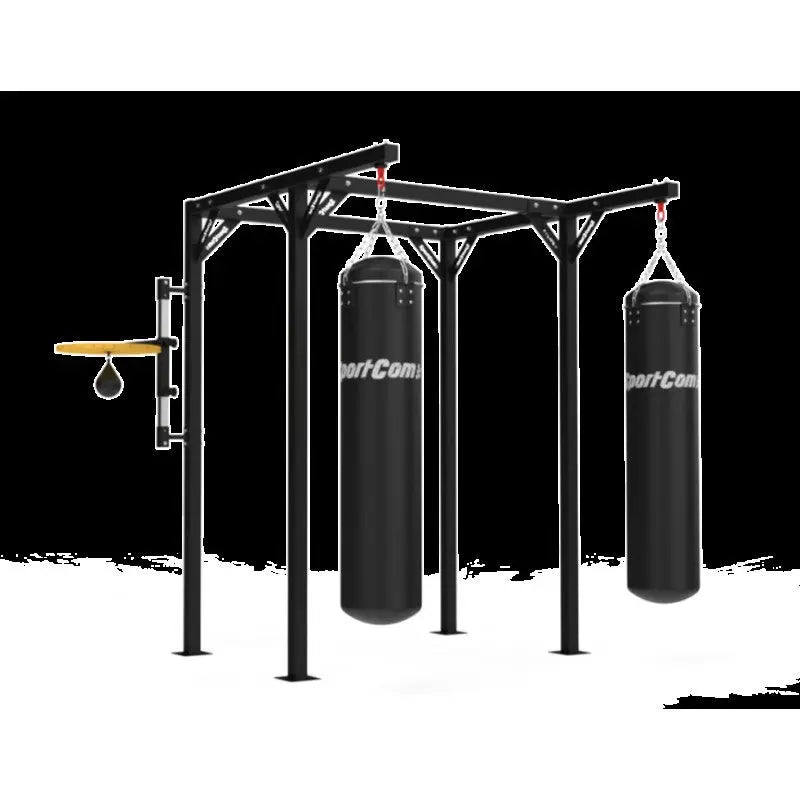 SportCom Proboxe Wandstation für Sandsäcke, Render mit Speedball-Plattform vor schwarzem Hintergrund