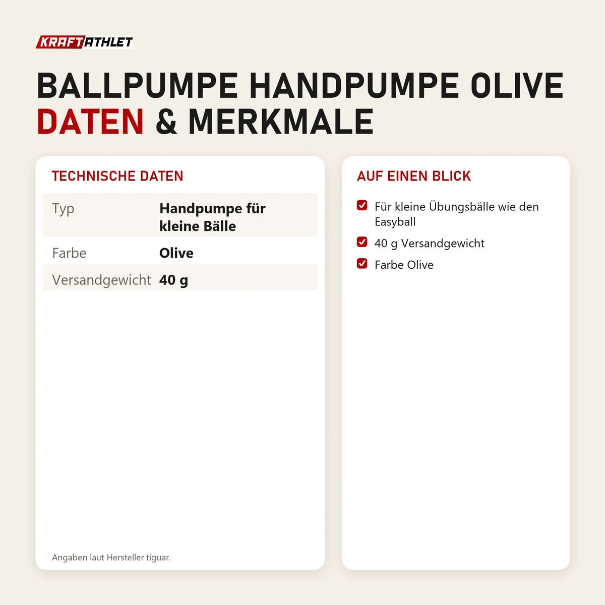 Technische Daten und Merkmale von tiguar Ballpumpe Handpumpe Olive als Tabelle