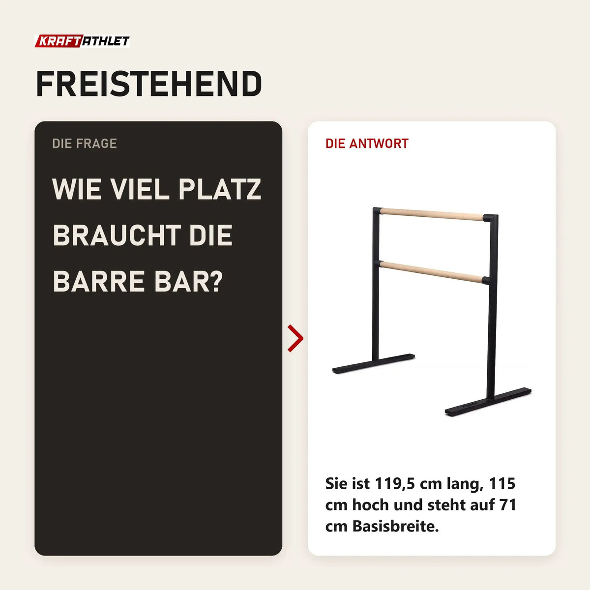 Frage und Antwort zu tiguar Barre Bar freistehende Ballettstange: Wie viel Platz braucht die Barre Bar?