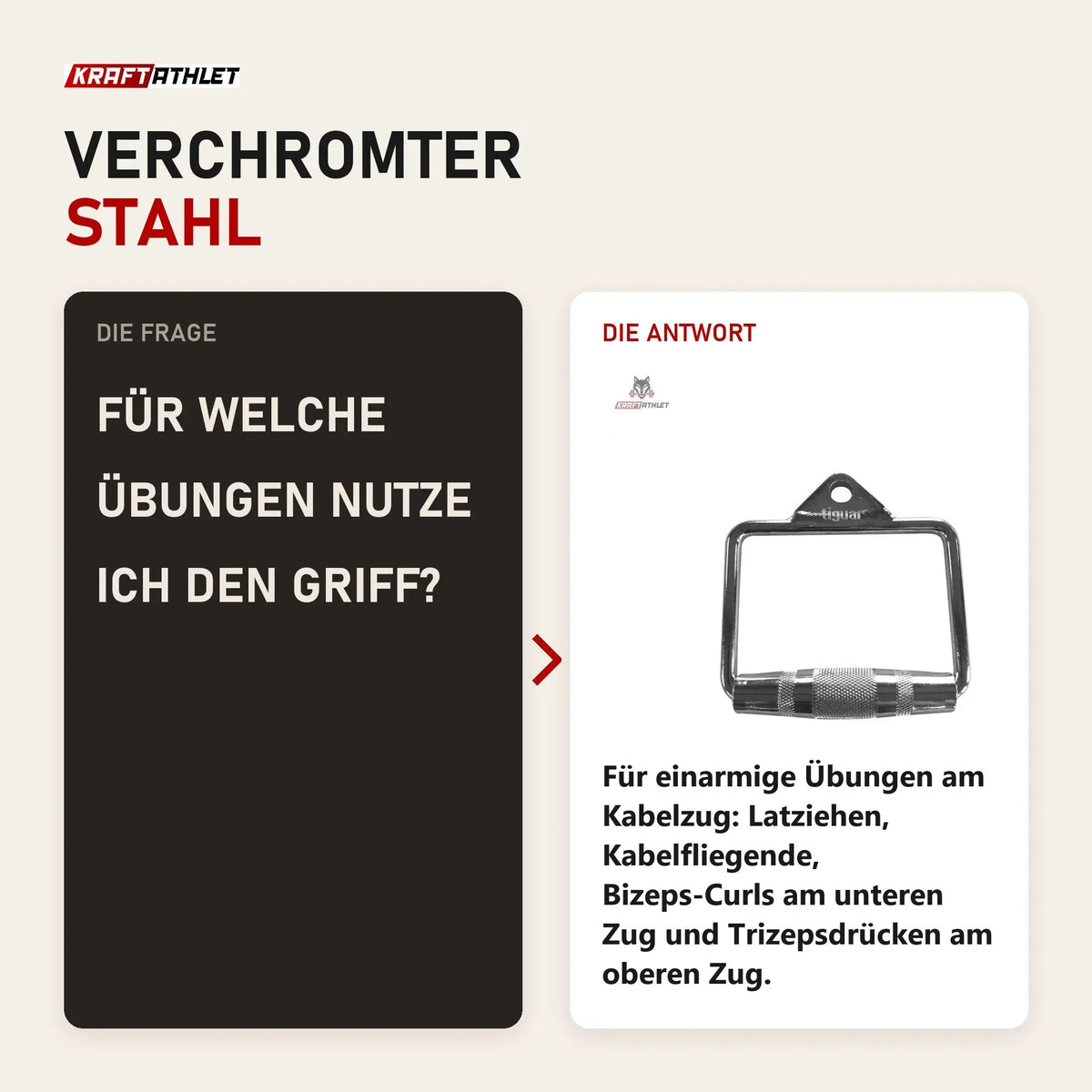 Frage und Antwort zu tiguar Einzel-Griffaufsatz für Kabelzug: Für welche Übungen nutze ich den Griff?