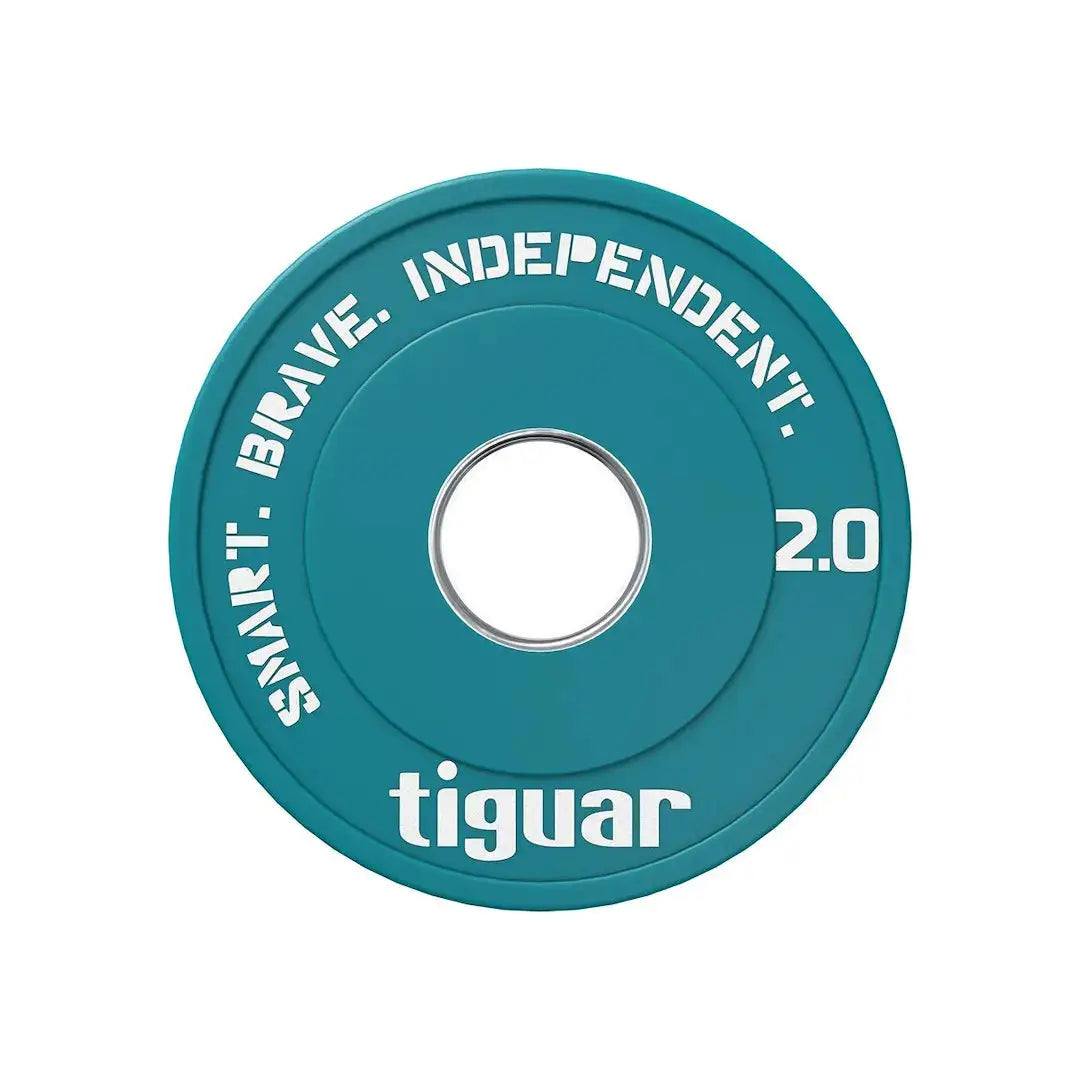 tiguar Fractional Plate 2,5 kg Gummi-Hantelscheibe, Variante 2 kg in Petrol, Frontansicht