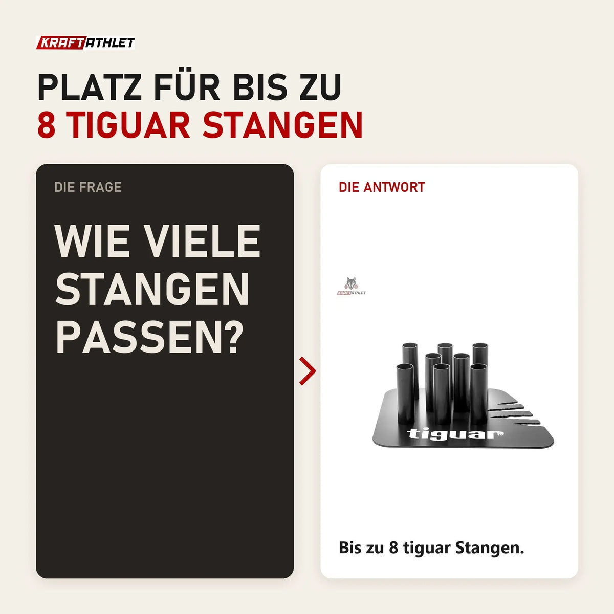 Frage und Antwort zu tiguar Hantelstangenhalter: Wie viele Stangen passen?