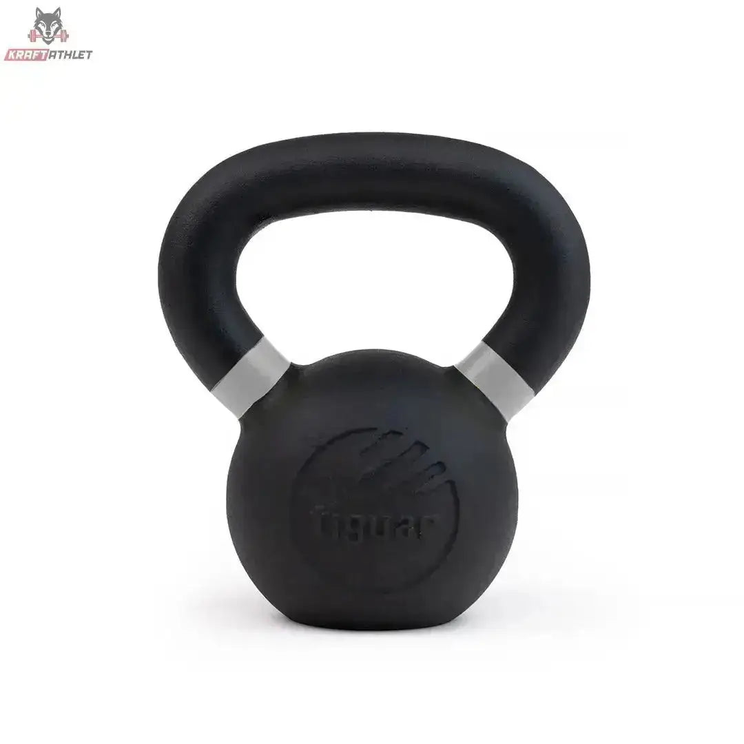 tiguar Kettlebell RAW 32 kg V2, Variante 10 kg, Frontansicht mit farbiger Markierung am Griff