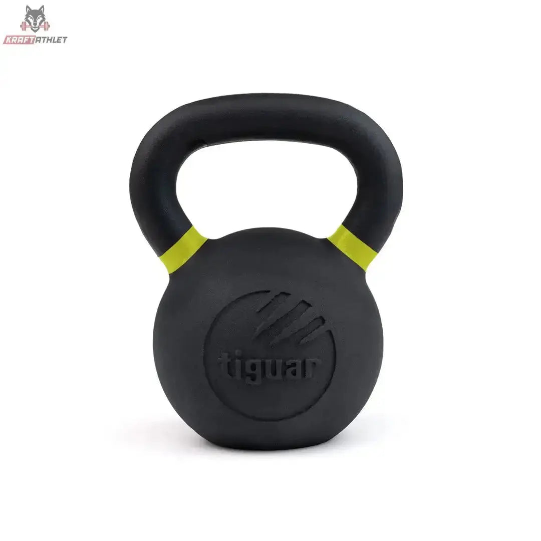 tiguar Kettlebell RAW 32 kg V2, Variante 32 kg, Frontansicht mit farbiger Markierung am Griff
