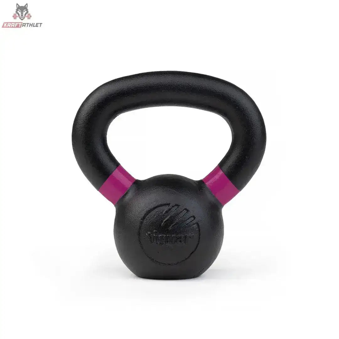 tiguar Kettlebell RAW 32 kg V2, Variante 4 kg, Frontansicht mit farbiger Markierung am Griff