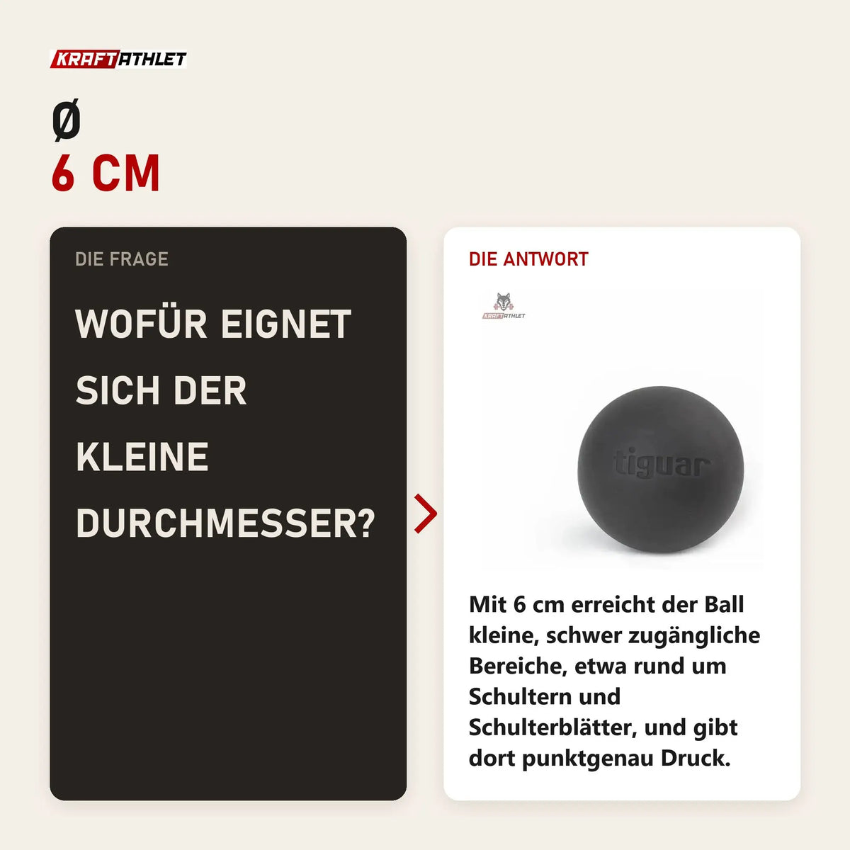 Frage und Antwort zu tiguar MFR Ball Massageball hart: Wofür eignet sich der kleine Durchmesser?