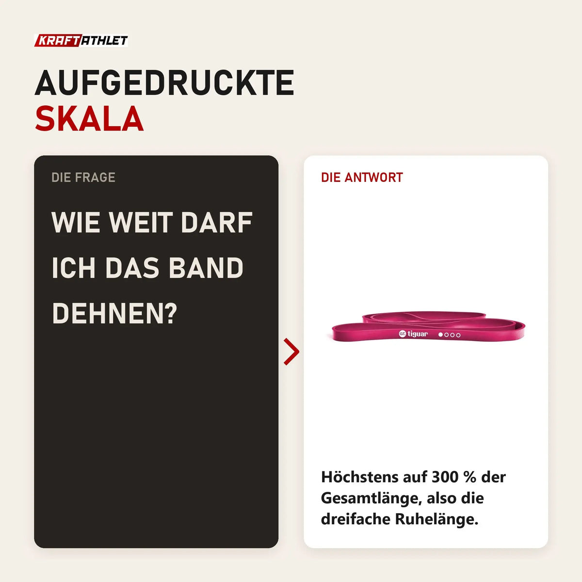 Frage und Antwort zu tiguar Power Band GT I Widerstandsband Lila: Wie weit darf ich das Band dehnen?