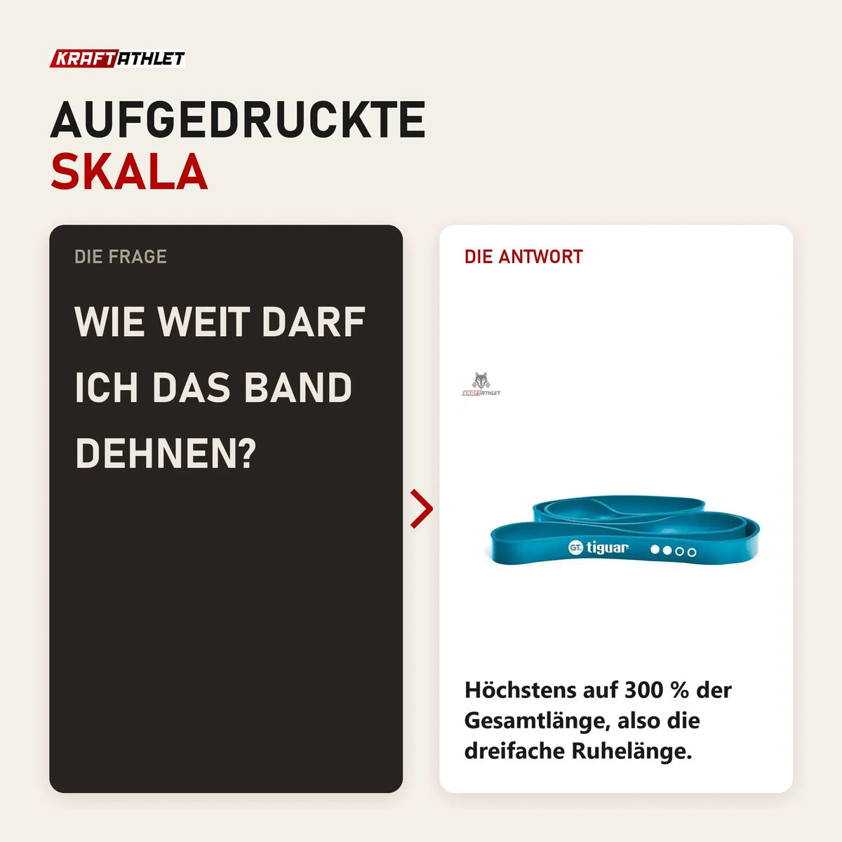 Frage und Antwort zu tiguar Power Band GT II Widerstandsband Marine: Wie weit darf ich das Band dehnen?