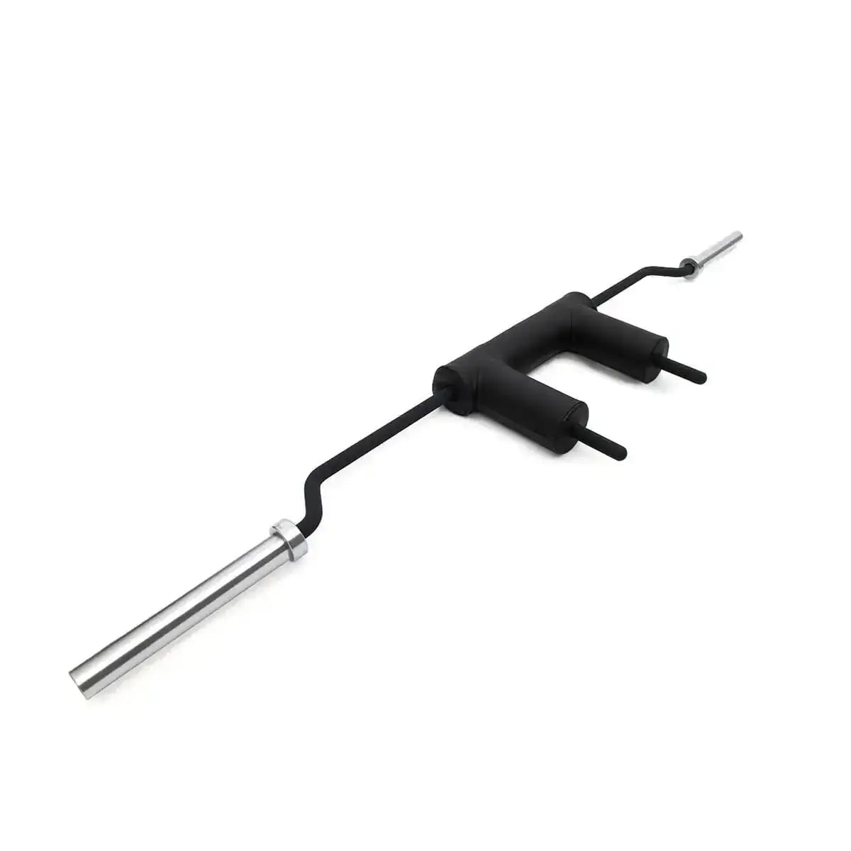 tiguar Safety Squat Bar Kniebeugenstange: Stange mit gepolstertem Nackenbügel und zwei Griffen, Schrägansicht