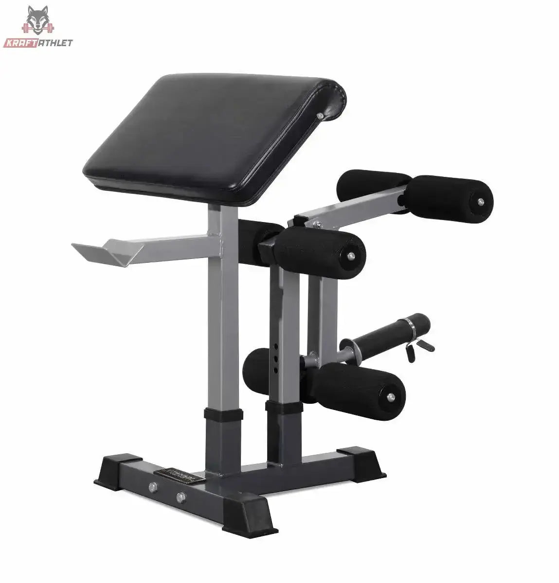 Titanium Strength 330A Leg Developer und Scott-Pult für die 330BM in Schrägansicht von vorn rechts