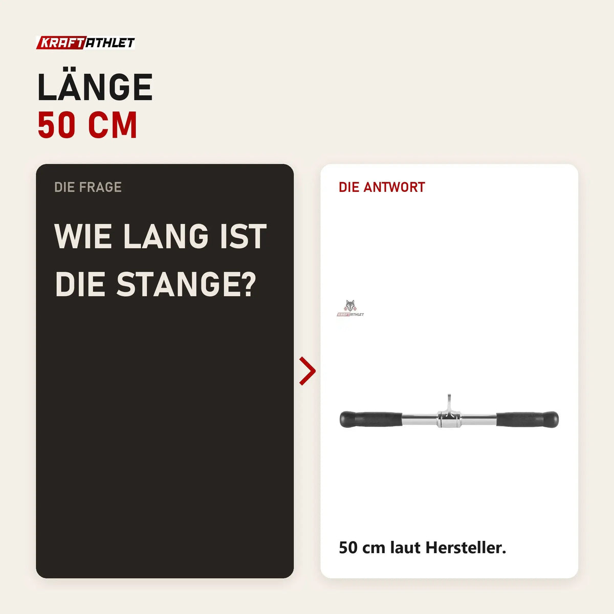Frage und Antwort zu Titanium Strength B02 Gerade Stange 50 cm: Wie lang ist die Stange?