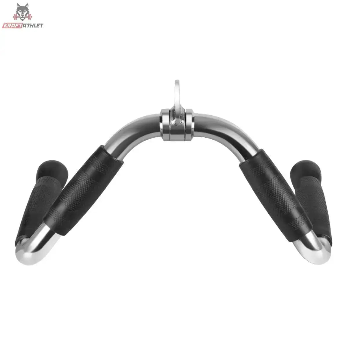 Titanium Strength B09 Multi Pull Griff, Frontansicht des gebogenen Chromrahmens mit vier gummierten Griffenden