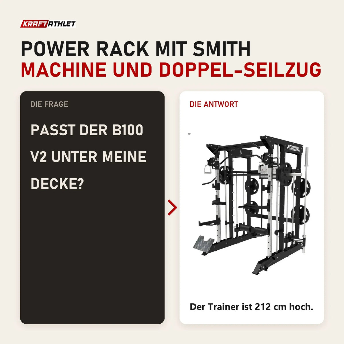 Frage und Antwort zu Titanium Strength B100 V2 All-in-One Trainer: Passt der B100 V2 unter meine Decke?