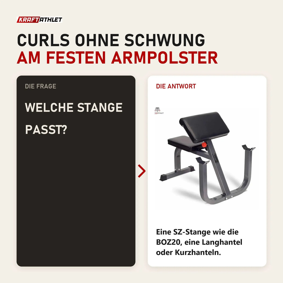Frage und Antwort zu Titanium Strength BC25 Deluxe Scottbank: Welche Stange passt?