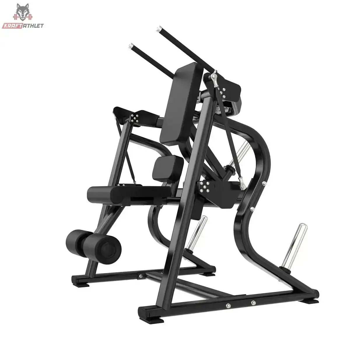 Titanium Strength Black Series Abdominal Crunch in Schrägansicht von vorn mit Hebelarm und Scheibenhaltern