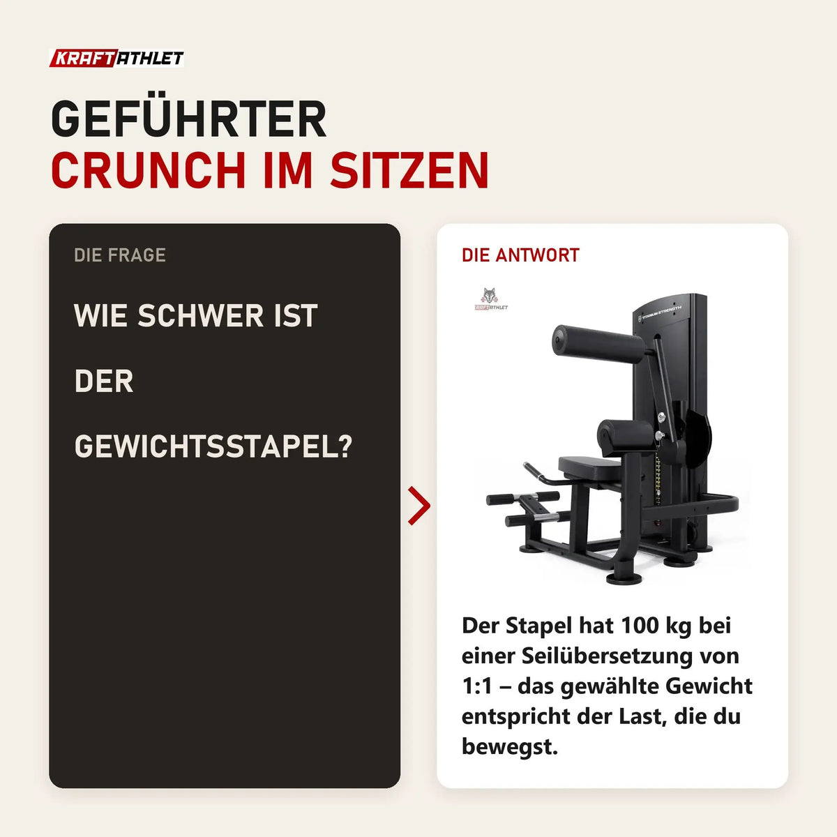 Frage und Antwort zu Titanium Strength Black Series Bauchmuskelmaschine: Wie schwer ist der Gewichtsstapel?