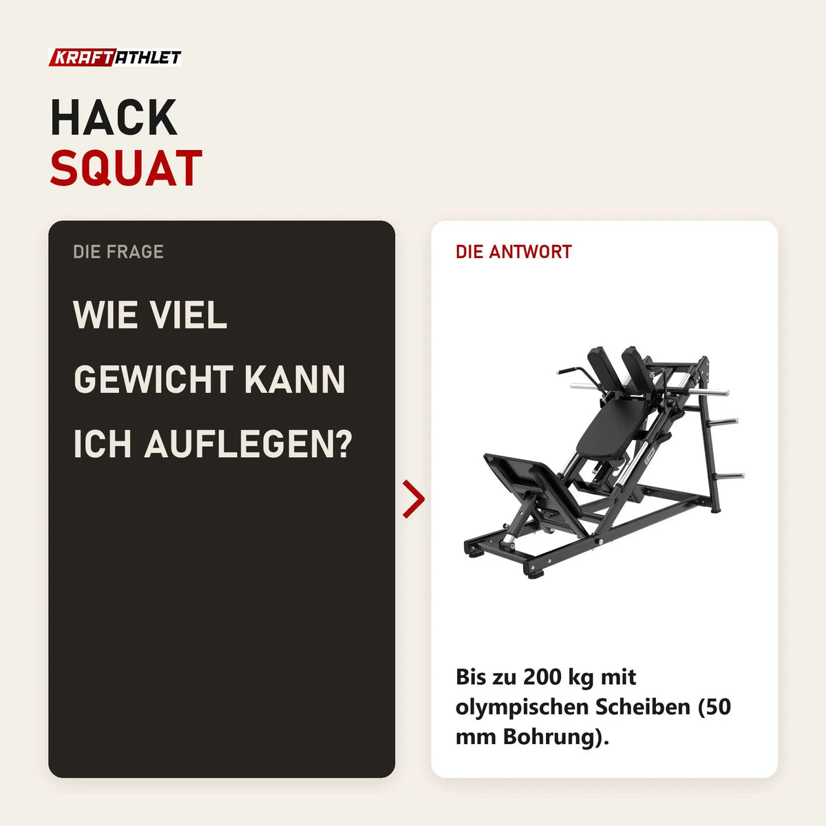 Frage und Antwort zu Titanium Strength Black Series Hackenschmidt Kniebeuge Maschine: Wie viel Gewicht kann ich auflegen?