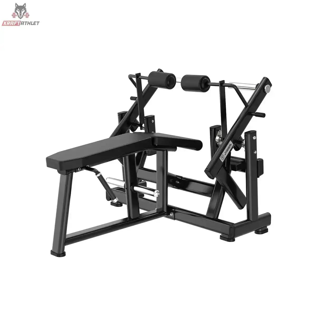 Titanium Strength Black Series IsoLateral Beinbeuger Liegend in Schrägansicht mit Liegepolster und Beinrollen