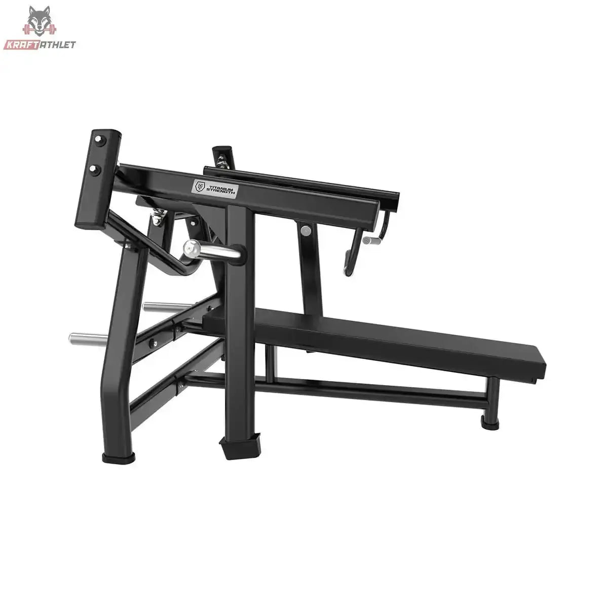 Titanium Strength Black Series IsoLateral Brustpresse Horizontal – Seitenansicht von links auf Rahmen und Bank
